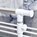 Appendiabiti Estensibile con 2 Ripiani Ruote e Altezza Regolabile in Acciaio 88-157x50x95-160 cm Bianco