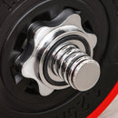 Set Bilanciere 2 Manubri 8 Dischi 15 kg Rivestimento in Plastica Rosso e Nero