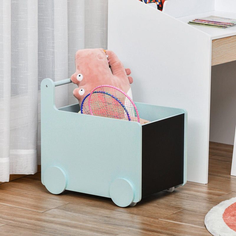 Carrello Portagiochi con Lavagne 47x35x45,5 cm in Legno MDF Azzurro