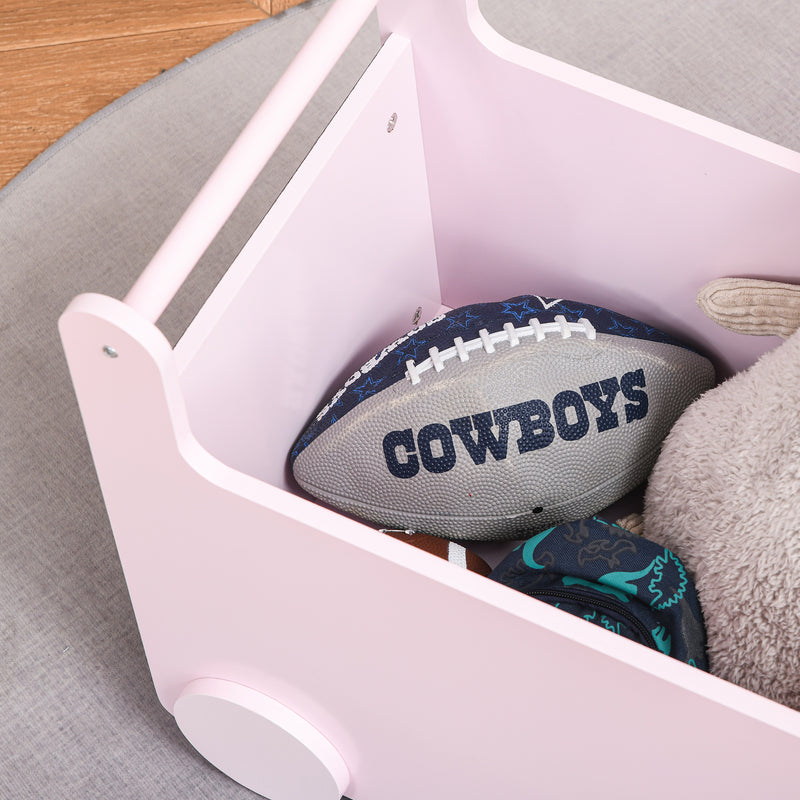 Carrello Portagiochi con Lavagne 47x35x45,5 cm in Legno MDF Rosa