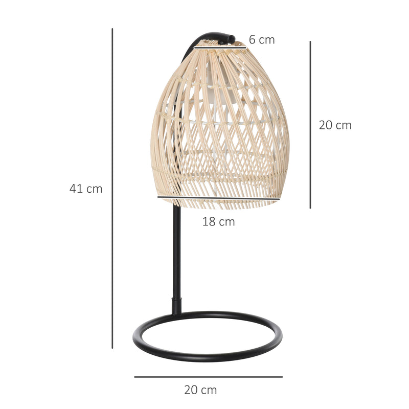 Lampada da Tavolo Ø20x41 cm E27 40W Paralume in Rattan Beige
