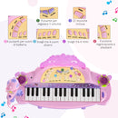 Pianola 32 Tasti con Sgabello e Microfono Karaoke Mp3 e Registratore Rosa