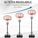 Canestro da Basket da Esterno Altezza Regolabile 175-215 cm in Metallo con Ruote Nero
