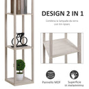 Lampada da Terra 26x26x160 cm E27 40W con Mensole in MDF Rovere