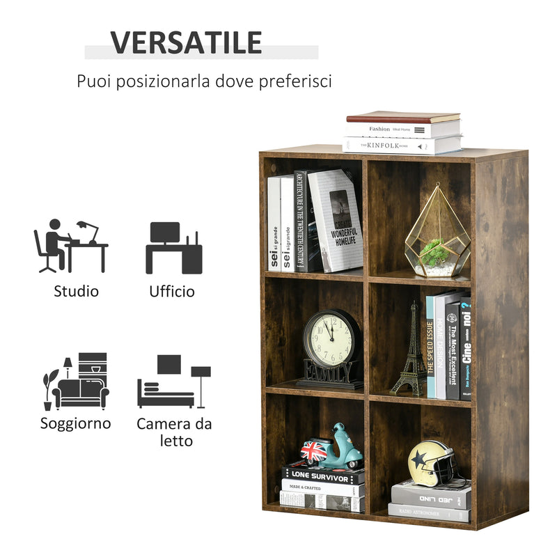Libreria 6 Ripiani 65,5x30x97,5 cm in Legno Marrone