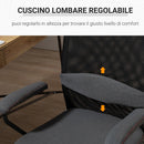 Sedia Poltrona Direzionale da Ufficio 58x61,5x117-125 cm in Tessuto Grigio