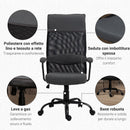 Sedia Poltrona Direzionale da Ufficio 58x61,5x117-125 cm in Tessuto Grigio