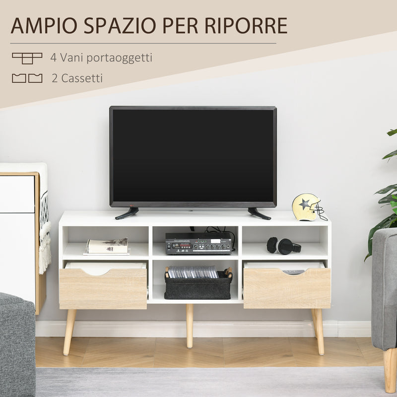 Mobile TV 117x39x57 cm in Truciolare Bianco e Rovere