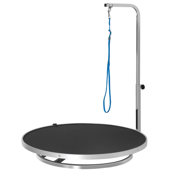 Tavolo da Toelettatura e Tosatura Girevole per Cani e Gatti Ø65x10 cm Carico 40Kg Nero online