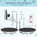 Tavolo da Toelettatura e Tosatura Girevole per Cani e Gatti Ø65x10 cm Carico 40Kg Nero