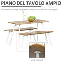 Set Tavolo da Pranzo con 2 Panche in MDF e Metallo Bianco