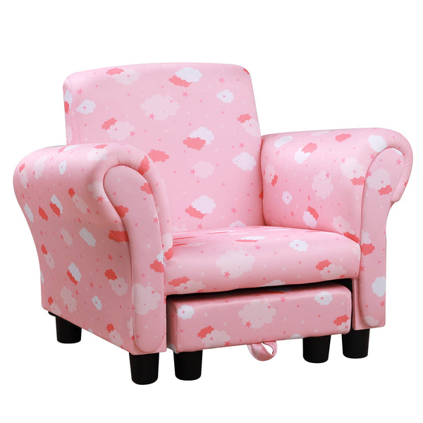 Poltroncina Imbottita per Bambini 57x42x45 cm con Poggiapiedi Rosa prezzo