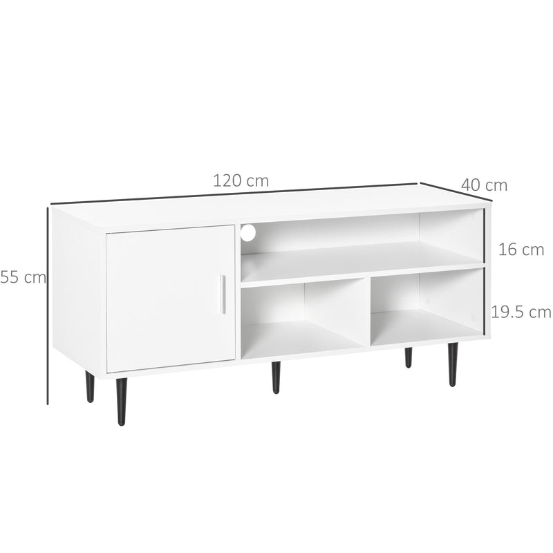 Mobile TV 1 Anta 3 Ripiani 120x40x55 cm in MDF Bianco