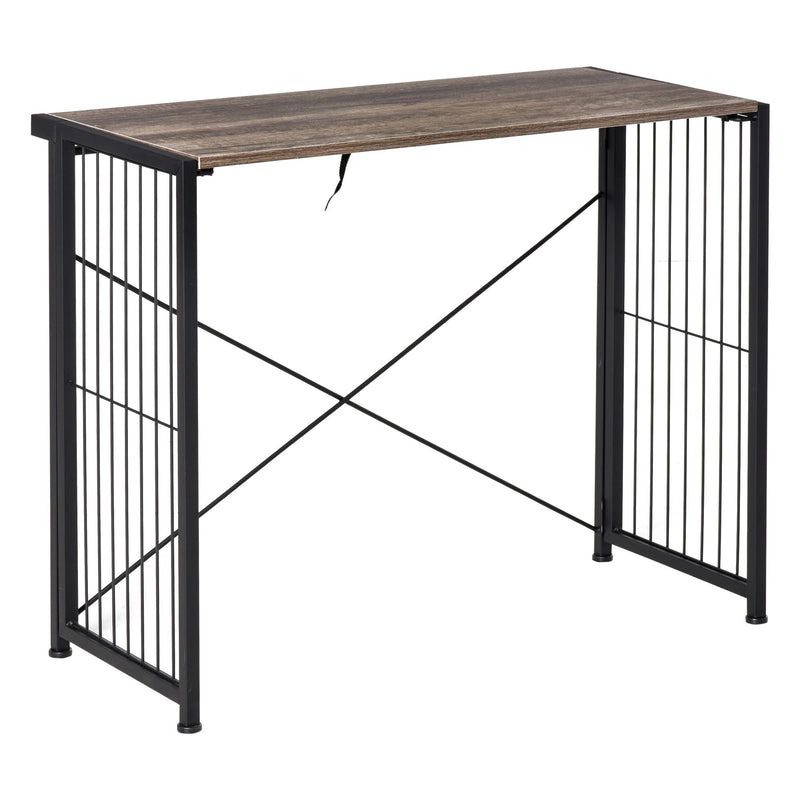Scrivania Pieghevole 90x45x74 cm in Legno e Metallo Marrone