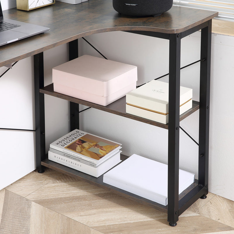 Scrivania Angolare da Ufficio 120x73,2x75 cm in Legno e Acciaio Marrone