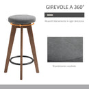 Set 2 Sgabelli da Bar Imbottiti 41x41x69 cm in Legno e Tessuto Grigio