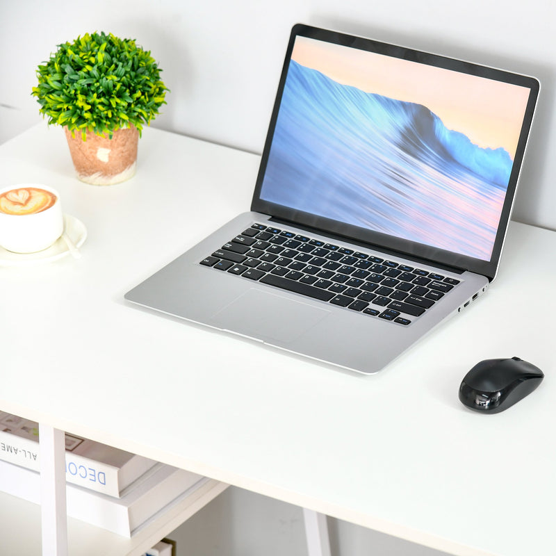 Scrivania da Ufficio 120x60x76 cm in Legno e Acciaio Bianco