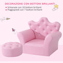 Poltroncina Imbottita per Bambini 58x40,5x49 cm con Poggiapiedi Rosa
