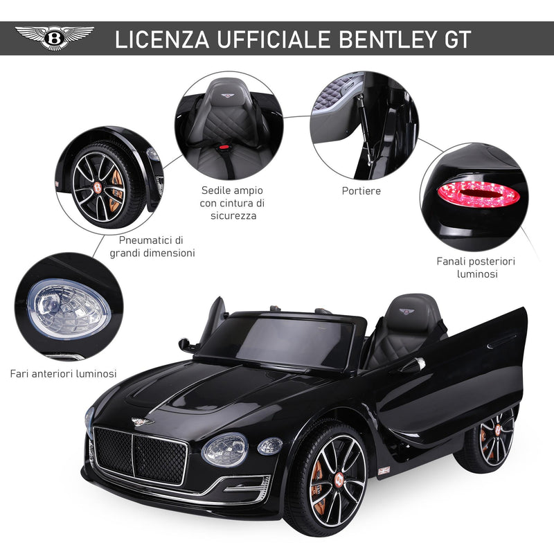 Macchina Elettrica per Bambini 6V con Licenza Bentley Nera