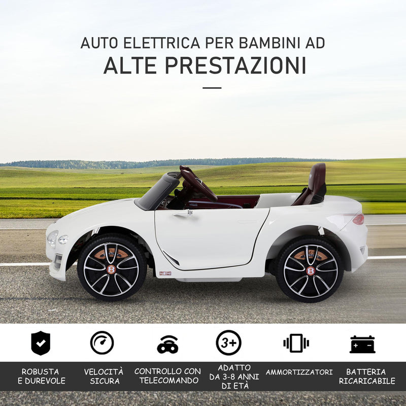 Macchina Elettrica per Bambini 6V con Licenza Bentley Bianca
