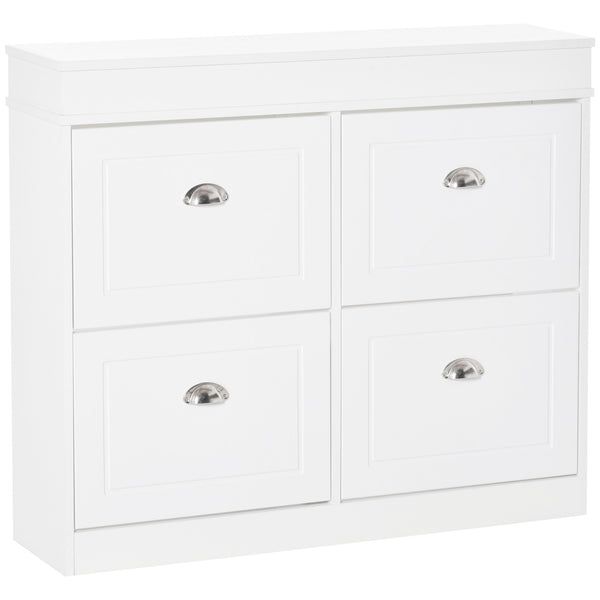 Scarpiera 4 Cassetti a Ribalta 32 Paia 98x24x83 cm in Legno Bianco prezzo