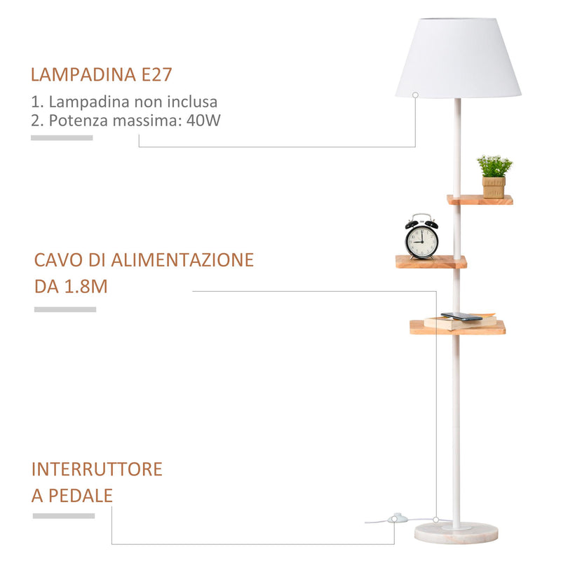 Lampada da Terra Ø38x155 cm E27 40W Base in Marmo Bianco