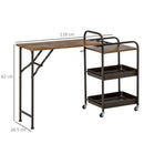 Carrello da Cucina 118x36,5x82 cm con Ripiano Pieghevole Marrone