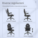Sedia da Gaming Ergonomica 70,5x70x113-121 in Tessuto Grigio