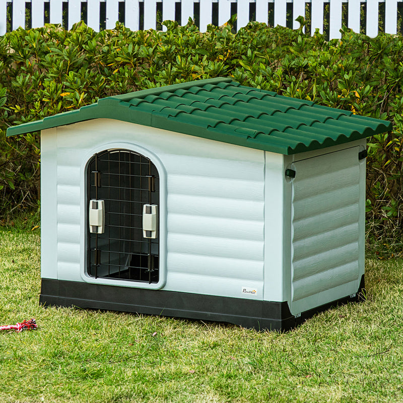 Cuccia per Cani Taglia Piccola 91x69x66 cm con Cancelletto Rimovibile Bianca e Verde