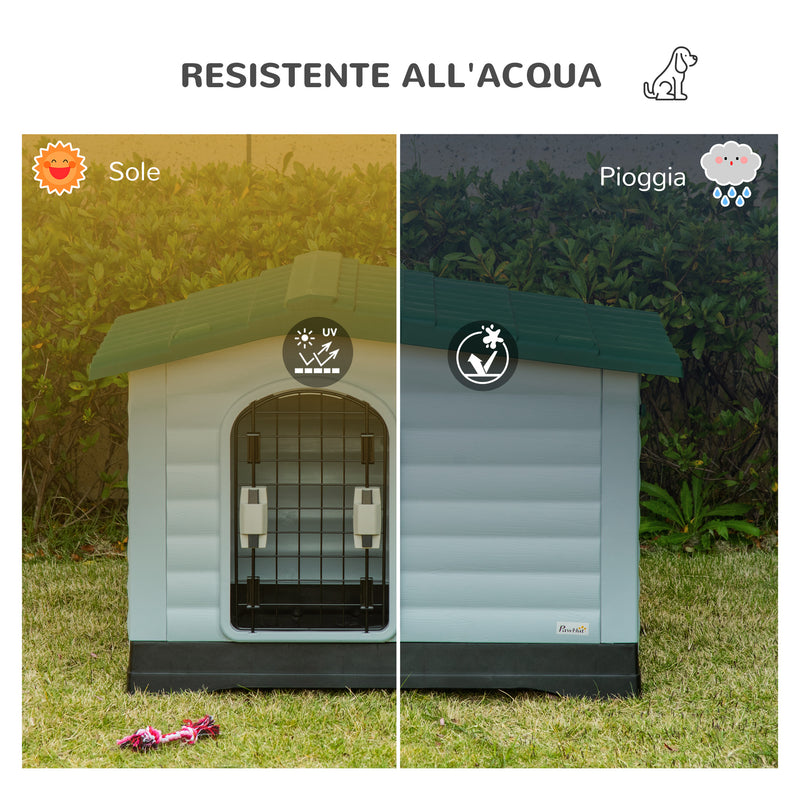 Cuccia per Cani Taglia Piccola 91x69x66 cm con Cancelletto Rimovibile Bianca e Verde
