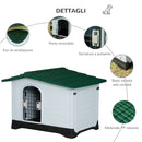 Cuccia per Cani Taglia Piccola 91x69x66 cm con Cancelletto Rimovibile Bianca e Verde