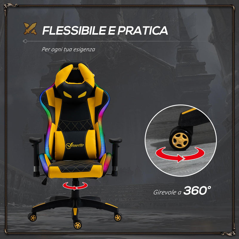 Sedia da Gaming Ergonomica 71,5x65x121-129 cm in Similpelle Multicolore