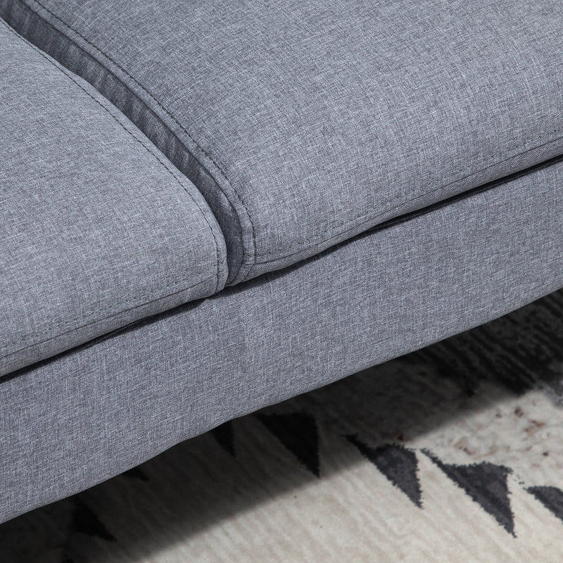 Divano Letto 3 Posti 195x84x82 cm in Tessuto Effetto Lino Grigio