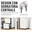 Cassettiera Schedario 2 Cassetti da Ufficio 39x48x67 cm in Acciaio Bianco