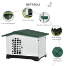 Cuccia per Cani Taglia Piccola 111x84x80 cm in Plastica Bianca e Verde