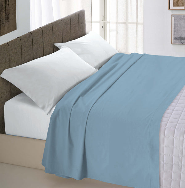 sconto Lenzuolo Sopra in Tinta Unita Celeste
