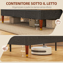 Struttura Letto Matrimoniale con Testiera 141x207x88 cm in Tessuto effetto Lino Grigio  