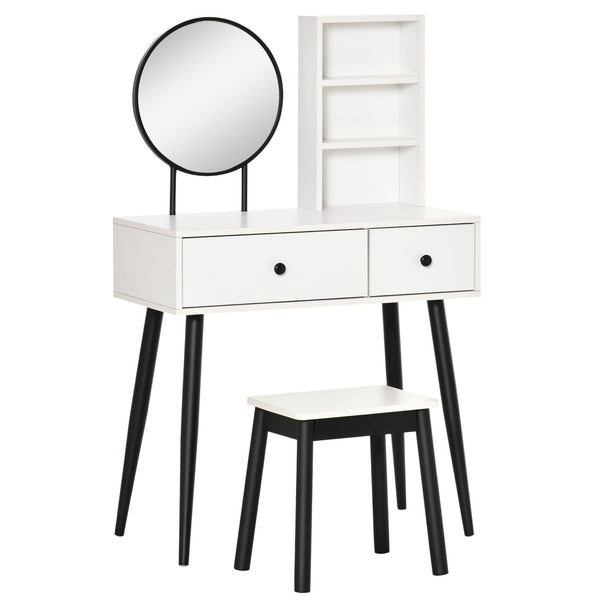 online Consolle Trucco con Specchio e Sgabello in Legno Bianco e Nero