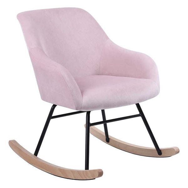 online Poltrona Sedia Dondolo Relax Tessuto e Metallo Imbottita Design Moderno Rosa