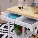 Carrello da Cucina in Legno con 2 Ripiani e Cassetti Bianco 84,5x37,2x85 cm