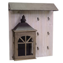 Appendino in legno 6 posti con lanterna marrone cm 55,5x65x15,5