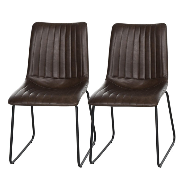 sconto Set 2 Sedie Imbottite in Similpelle Marrone Scuro