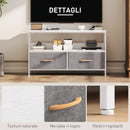 Mobile Porta TV da 47" 98x29x56 cm con Cassetti Pieghevoli in Tessuto e Mensola in Metallo e MDF Bianco      