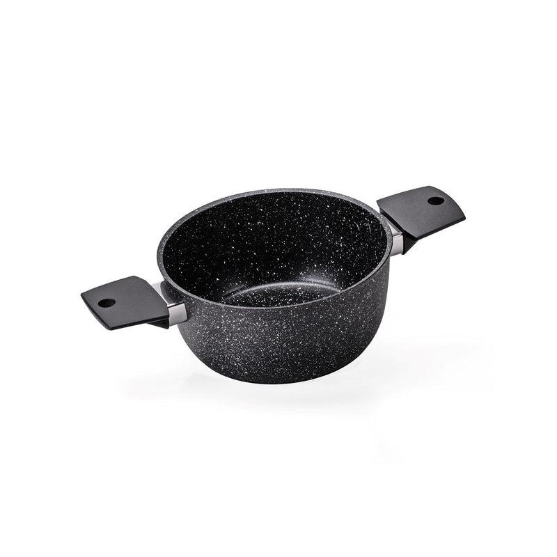 Batteria di Pentole 8 Pezzi Antiaderente Induzione in Alluminio Effetto Pietra Moneta Magnolia Stone Black