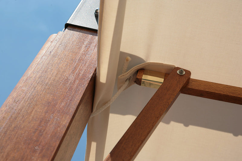 Ombrellone da Giardino Decentrato 3x3m in Legno Telo in Acrilico con Balza Danieli San Francisco Ecrù