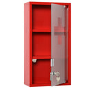 Armadietto per Medicinali 25x12x48 cm 3 Ripiani in Acciaio e Vetro  Rosso