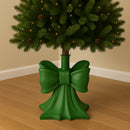 Base Albero di Natale Fiocco Verde Supporto con Attacco Universale 32x32x35 cm