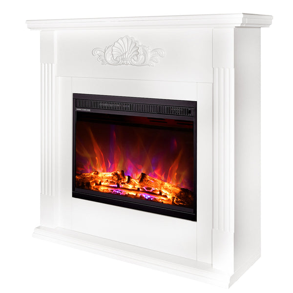 sconto Camino Elettrico da Pavimento 100x100x32 cm Effetto Fiamma 1500W Sofia & Lorance Bianco