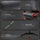 Sedia da Gaming con Rotelle in Similpelle Rosso e Nero 