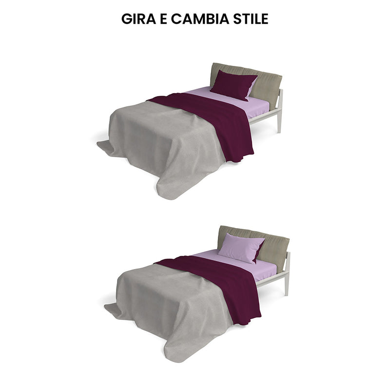 Set Lenzuola Sopra Sotto e Federe Doubleface Lilla\/Prugna